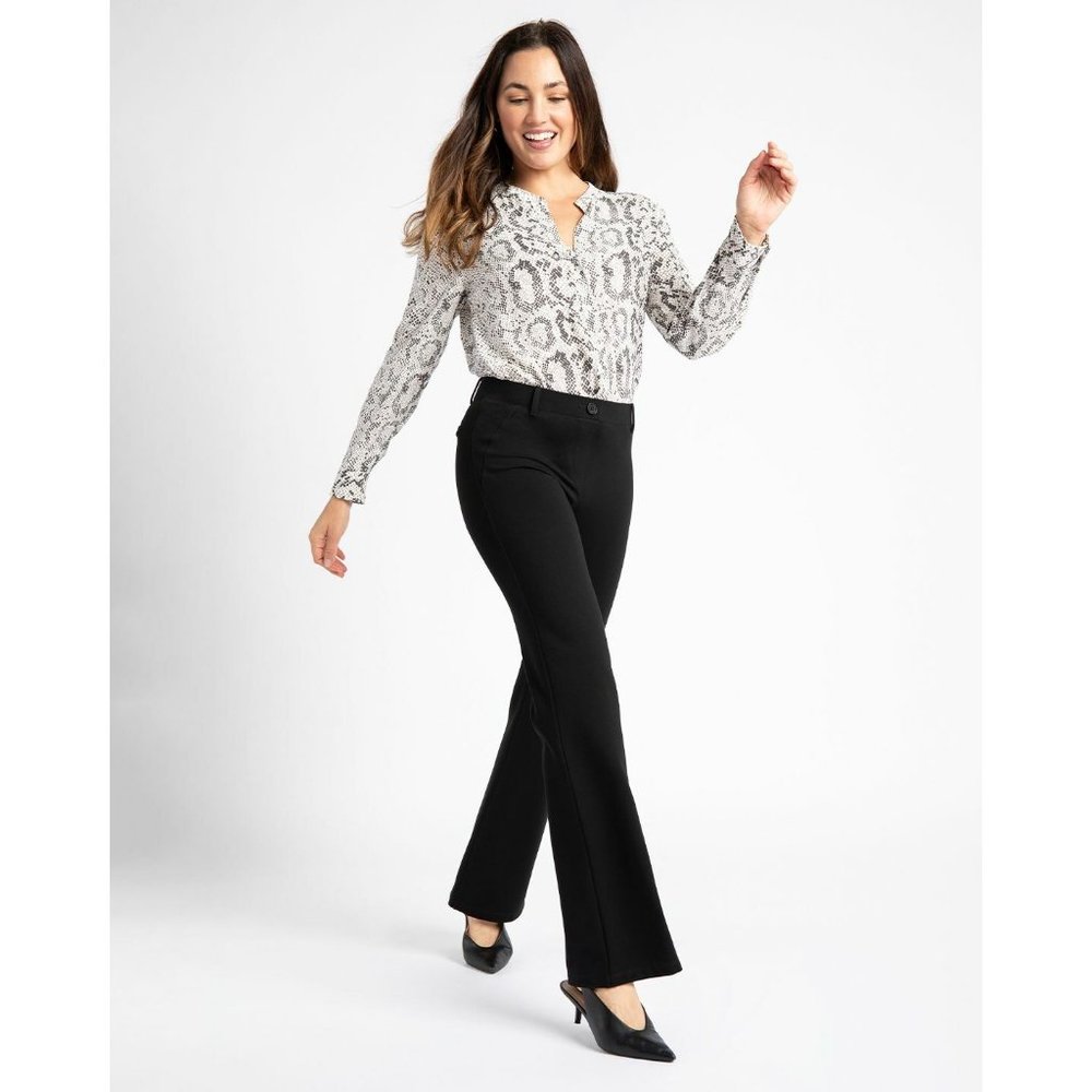 BETABRAND Black Classic Bootcut Yoga Office Pants Womens Large Petite